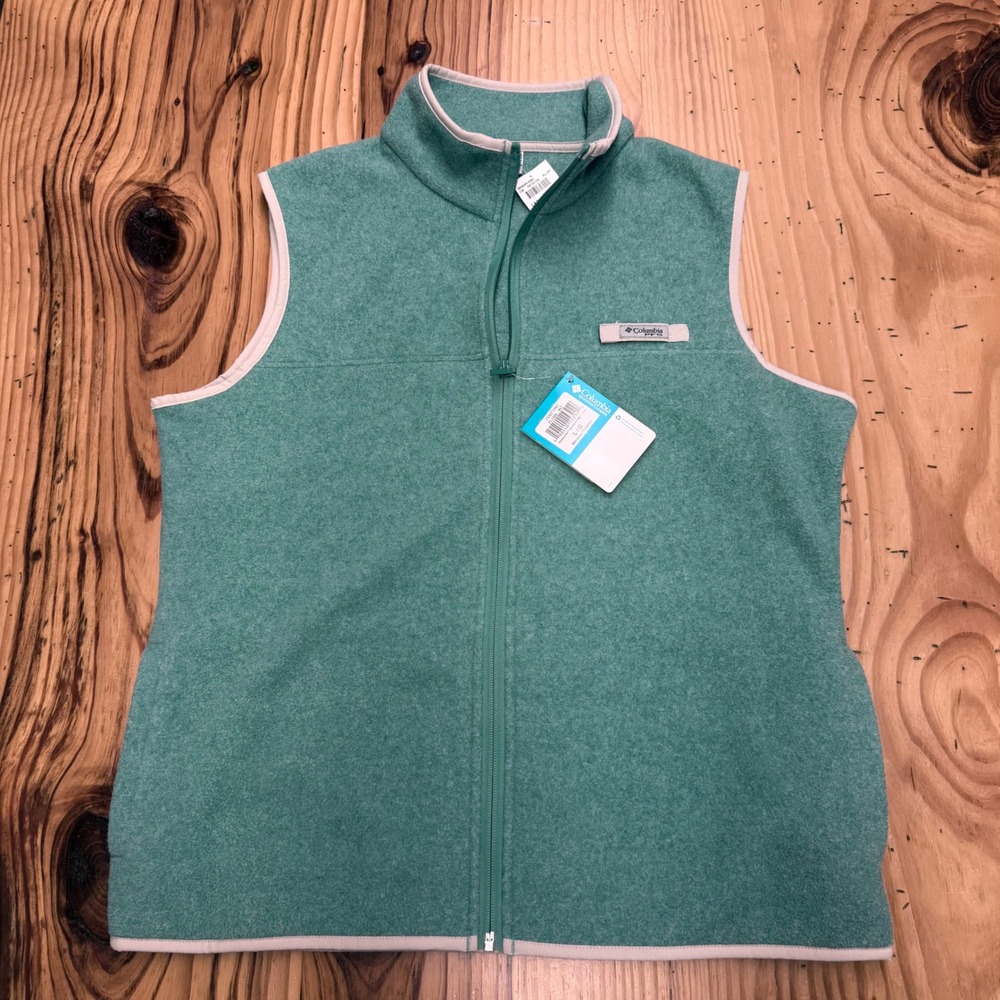 Columbia Harborside Fleece Vest Womens Large Green PFG Full Zip‎ FL1006-962 NEW
